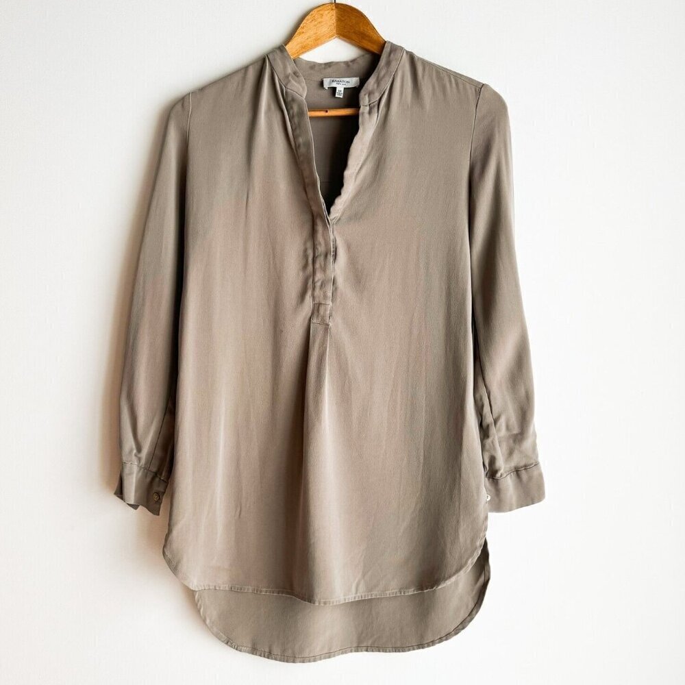 Babaton Grey Silk Long Sleve Tunic Lenght Top XXS